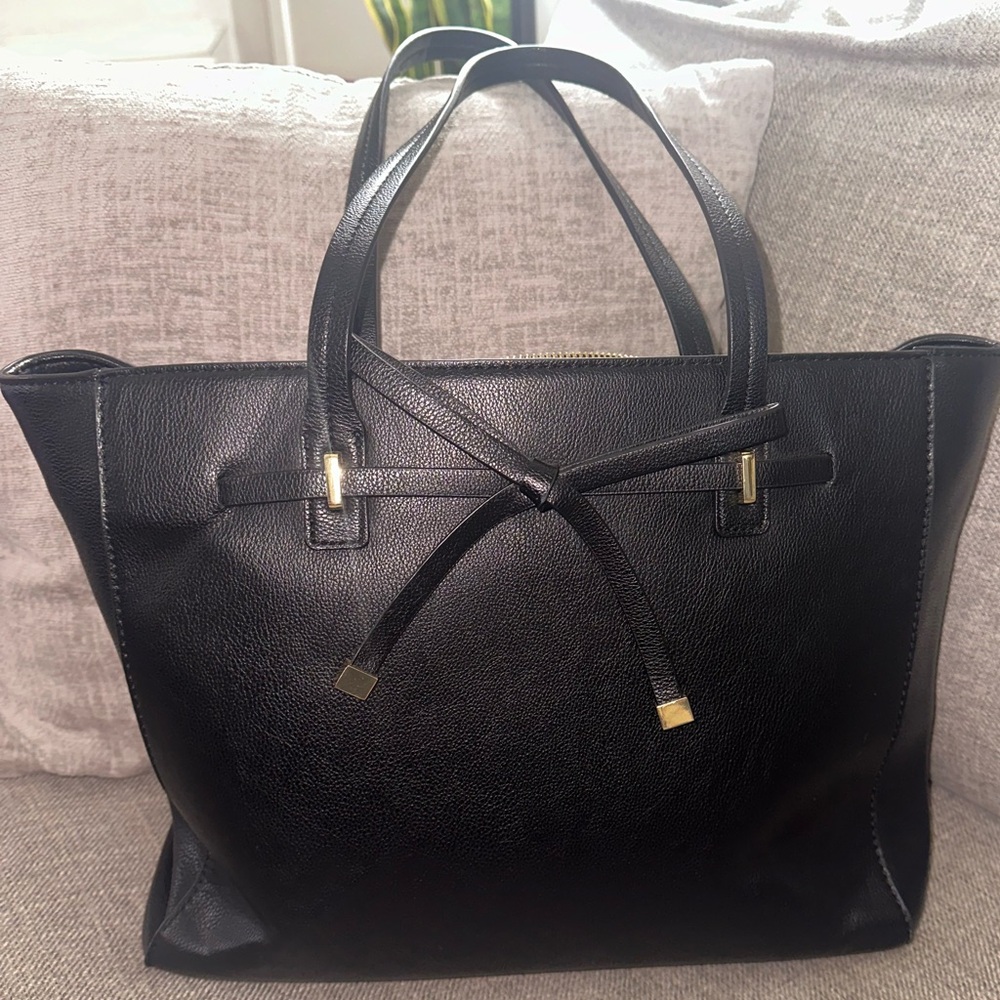 Charming Charlie Black Leather Tote